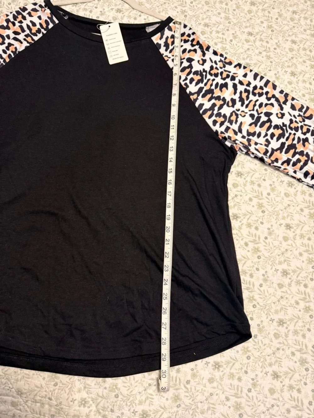 NWT Rosriss Black Leopard Print Raglan Baseball Tee - Plus Size - Picture 9 of 11